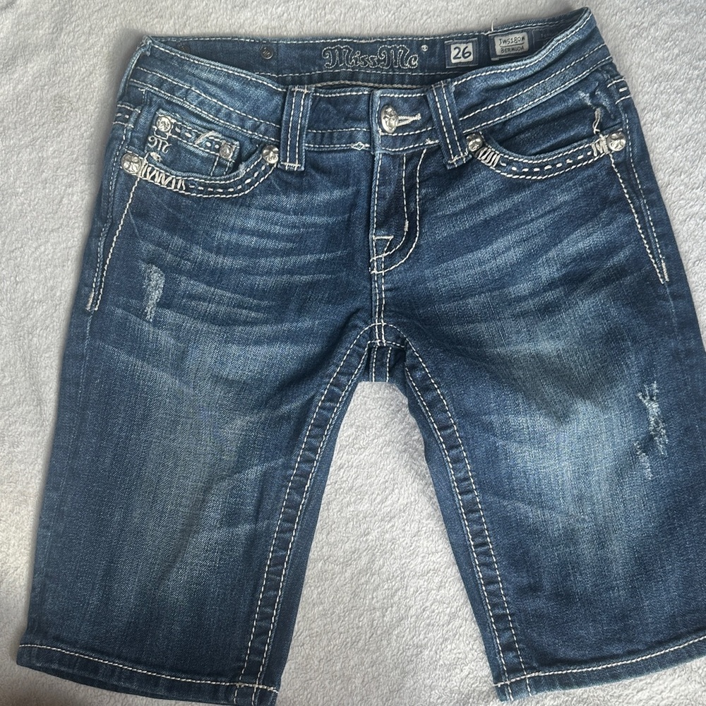 Miss Me Indigo Denim Bermuda Shorts
